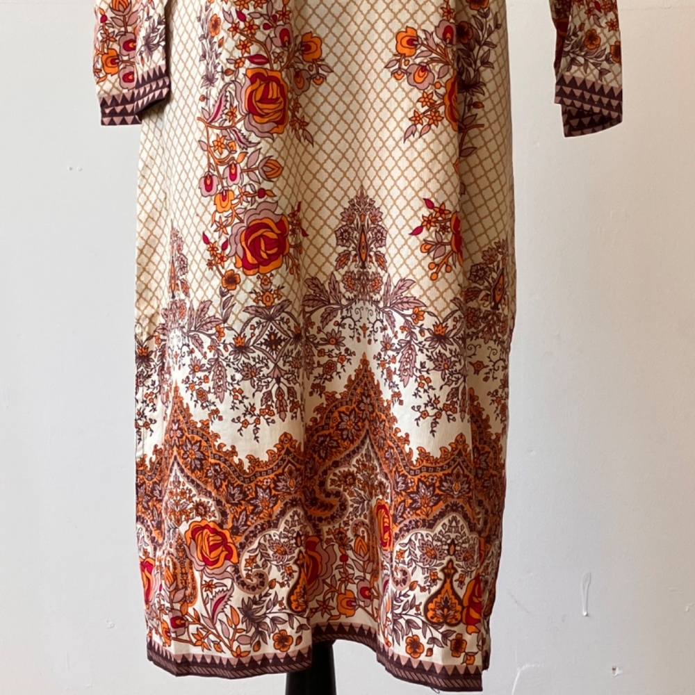 Orange and brown hand crafted tunic dress - Picture 5 of 7